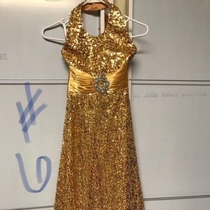 Gold pageant dress.